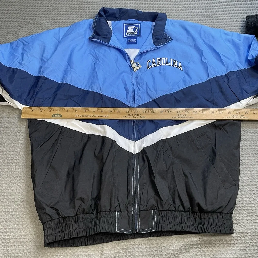 Vintage Starter UNC Carolina Tar Heels Windbreaker Jacket Large Full Zip Nylon